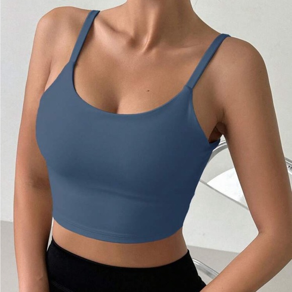 Low Cut Back Cami Cropped Top Padded Bralette Bra Black - Picture 4 of 16